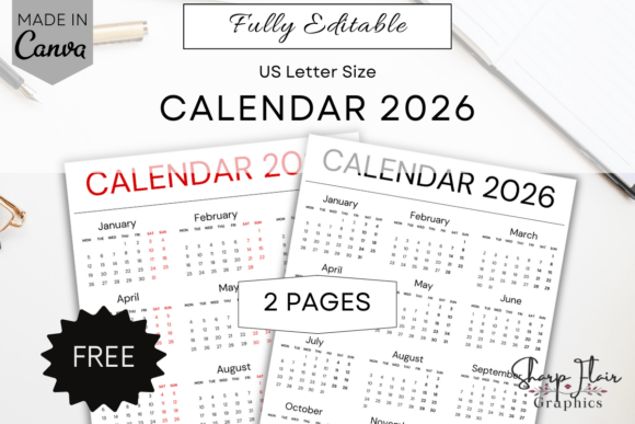Download Calendar 2026 | Yearly Calendar | Canva - Calendar 2026 Collection