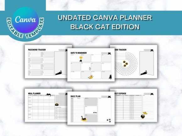 Download Undated Planner - Black Cat Edition - Undated planner Collection