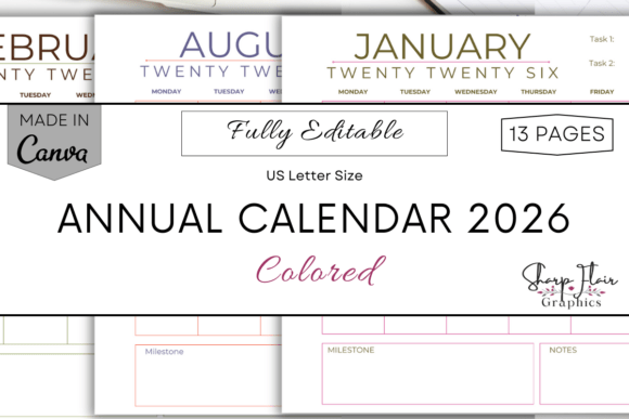 Download Calendar 2026 | Monthly Bundle | Canva - Calendar 2026 Collection