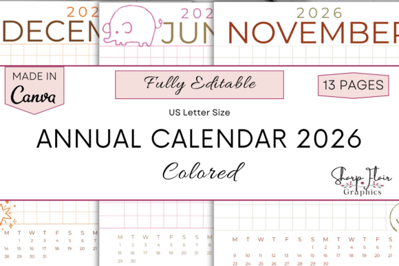 Download Minimalist Colored Calendar 2026 | Canva - Calendar 2026 Collection
